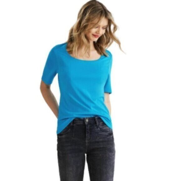 Michael Stars | Women's Blue Scoop Neck T-Shirt One Size Fits Most - Picture 1 of 12